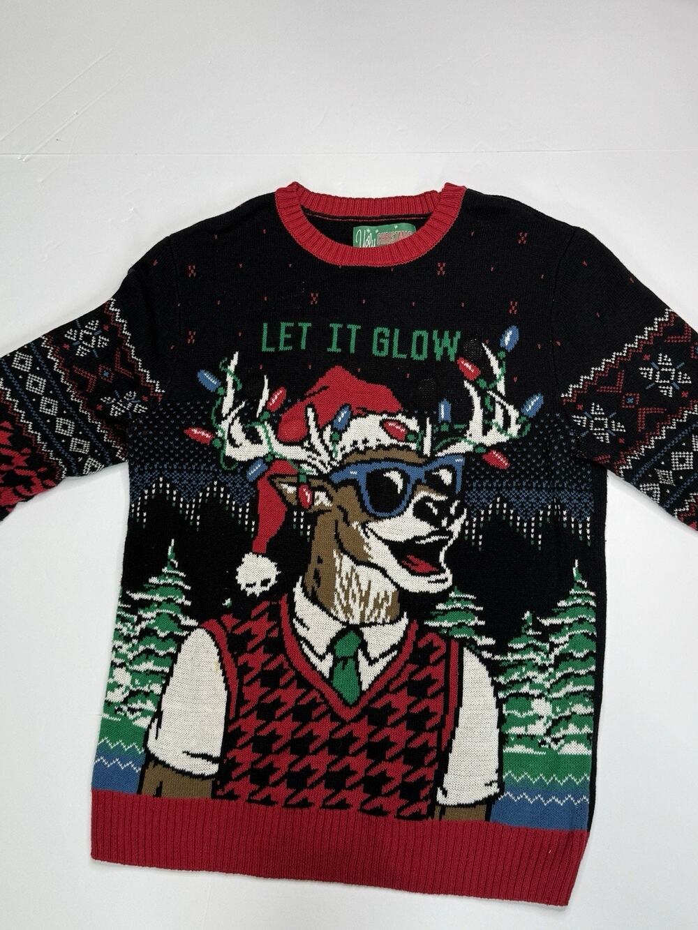 Ugly Holiday Sweater Black Ugly Christmas Holiday Sweater Reindeer Size L Women